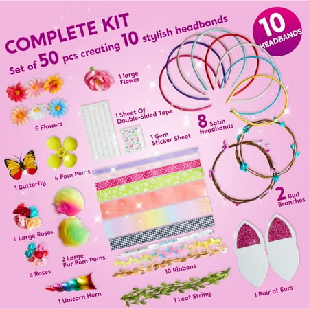 SYNCFUN Headband Making Kit for Girls,Make Your Own Fashion Headbands DIY Arts and Crafts, Hair Accessories Set Birthday Christmas Gifts for Age 5 6 7 8 Girl