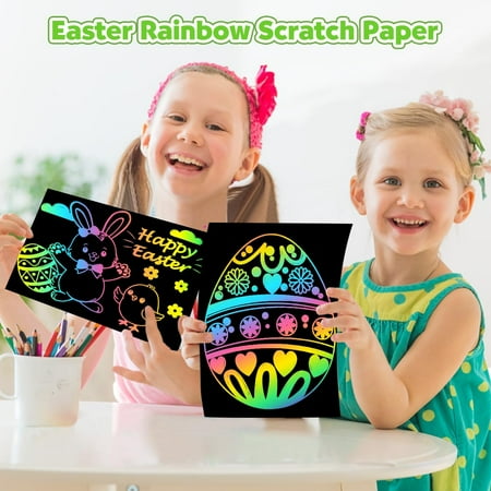 ZMLM Arts Crafts Gifts for Kids - 60PCS Rainbow Scratch Paper Art Boys Gifts for Girls Boys Ages 4-8 8-12, Easter Basket Stuffers for Kids Birthday Toys and Games Activities Gift (Blue)