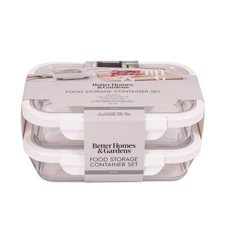 Better Homes & Gardens 2.3Cup Rectangle Tritan Food Storage Container with Tritan Lid. Set of 2, 4 Pieces