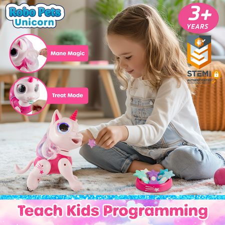 USA Toyz Robo Pets Unicorn, Remote Control Interactive Robot Hand Motion Gestures, STEM Robotic Kids Toys for Boys & Girls Ages 3+ (Pink)