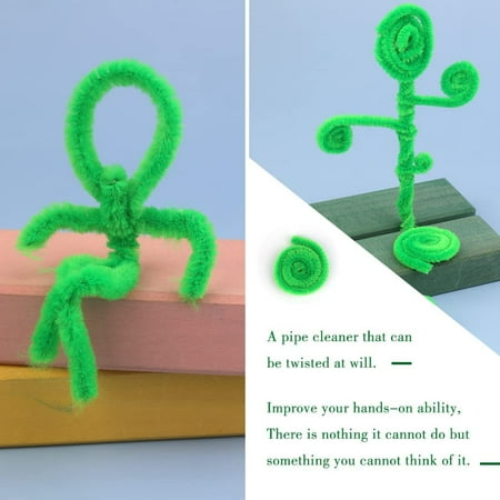100 Pieces Pipe Cleaners Chenille Stem, Solid Color Pipe Cleaners Set for Pipe Cleaners DIY Arts Crafts Decorations, Chenille Stems Pipe Cleaners (Fruit Green), Green