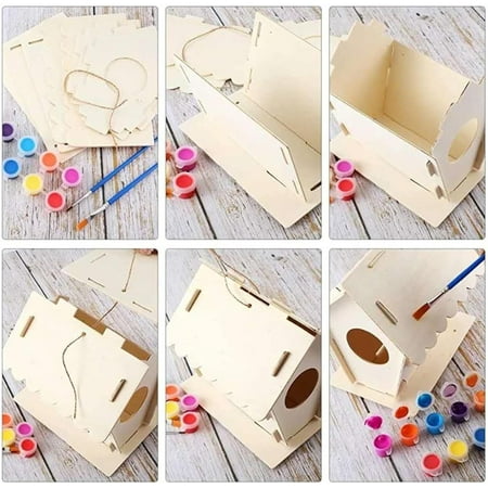 2 Set DIY Bird House Wind Chime Kits, Birdhouse Kit Crafts for Kids Ages 4-12, Build and Paint Birdhouses Wooden Arts Kits, Outdoor toys, Ideal Birthday, Children's Day ,Christmas Gifts for Kids