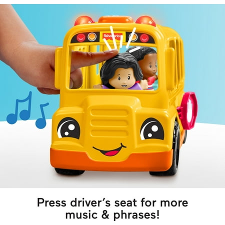 Fisher-Price Little People School Bus Musical Toddler Toy Vehicle with 2 Figures