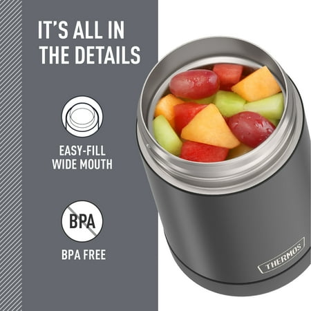 Thermos 16oz Insulated Food Jar with Folding Spoon, Matte Black