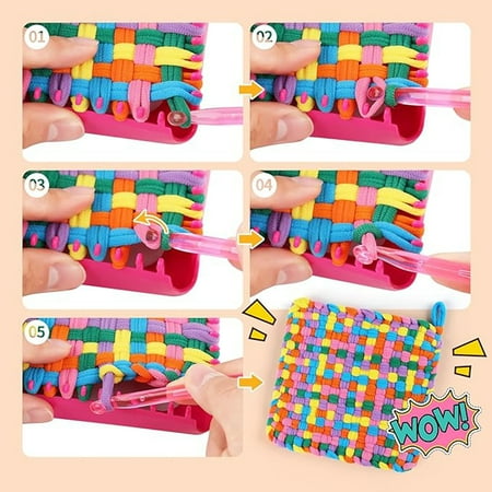 Weaving Loom Kits, 8 Colors Elastic DIY Loops Weaving Crafts Kit for Girls age 6-12,7" pot holder Loom Knitting Kits and gifts for kids and Beginner, Other