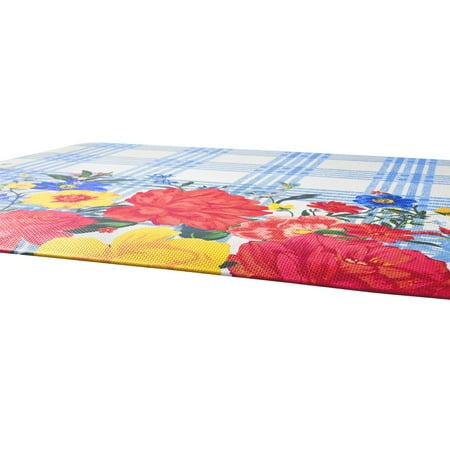 The Pioneer Woman Bouquet Plaid Kitchen Comfort Floor Mat, Multicolor, 20"W x 30"L