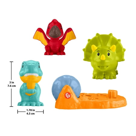 Fisher-Price Little People Friendly Dinosaur Figure Pack Toddler Toy, 4 Pieces for Pretend Play