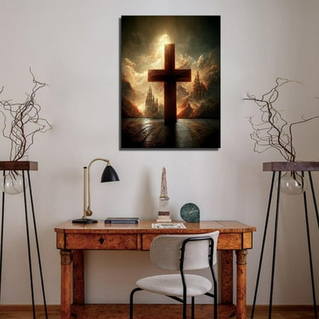 TISHIRON Diamond Art Painting Kits,12x16 inch 5D DIY Christian Cross Diamond Art Crafts Kit for Adults and Kids Beginners