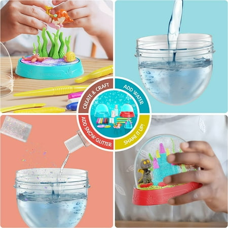 Dan&Darci Snow Globe Making Kit for Kids - Make Your Own Water Globes Kits - Kid Christmas Stocking Stuffers Craft Activities for Age 3 4 5 6 7 8 9 - DIY Art Crafts - Gifts Ideas and Toys for Boys