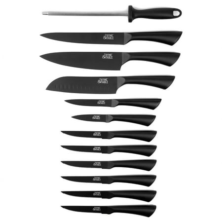 Thyme & Table Knife Set, 13-Piece Kitchen Slim Block Stainless Steel Knife Set