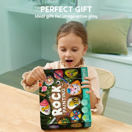 Joyfy 10 Pcs Rock Painting Kit for Kids Ages 6-8-12,Home Creativity Arts And Crafts Kit for Family Indoor Activity