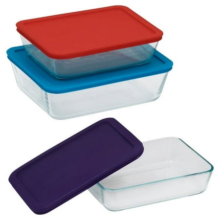 Pyrex Simply Store Glass Storage Container, Multi Color, 6 Piece