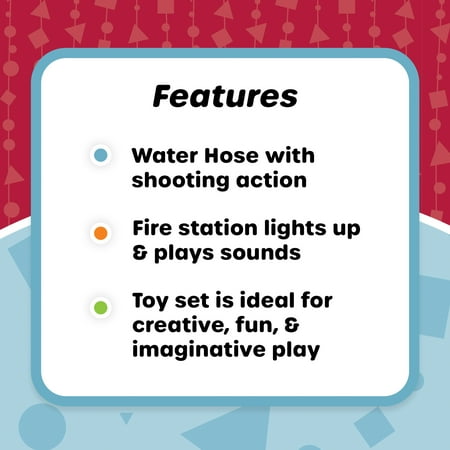 Kid Connection Fire Station Emergency Vehicle Playset with Light & Sound. 31 Pieces, Toddler Toys, Age 3+