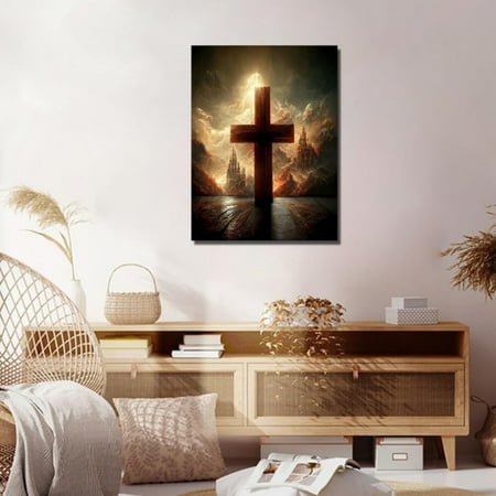 TISHIRON Diamond Art Painting Kits,12x16 inch 5D DIY Christian Cross Diamond Art Crafts Kit for Adults and Kids Beginners