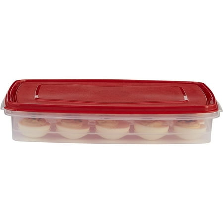 Rubbermaid Egg Keeper Food Storage Container, Clear/Red, 1 Count, 1