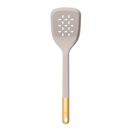 Beautiful 6-Piece Silicone Tool Set with Ceramic Crock, Porcini Taupe by Drew Barrymore