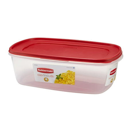 Rubbermaid Easy Find Lids Food Storage Container, Large with Red Lid, 2.5 Gallon, Clear, 1
