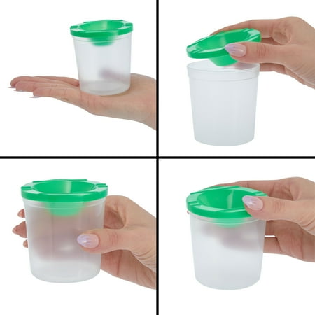 12 Pack No Spill Paint Cups With Lids for Kids, Arts and Crafts Supplies for Classrooms (4 Colors, 3 x 3 In)