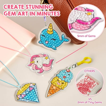Joyfy 16 Projects Big Gem Art,5D Gem Painting Activities Kits for Kids, Diamond Arts And Crafts Gift for Girls 6-12