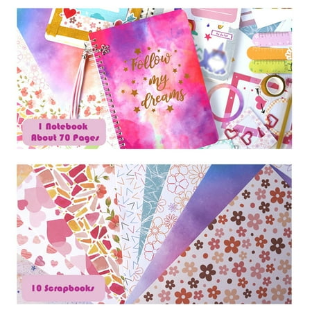 Sytle-Carry DIY Journal Kit for Girls, Journaling Arts Craft Kit, Scrapbook & Diary Supplies Set, Gifts for Girls Age of 8 9 10 11 12 13 Years Old and Up