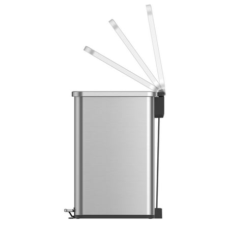 Better Homes & Gardens 13.2 Gallon Slim Kitchen Trash Can, Stainless Steel Kitchen Step Trash Can