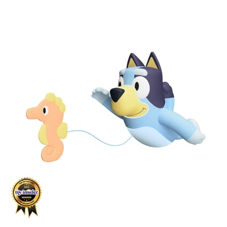 TOMY Toomies Swimming Bluey ? Bluey Bath Toy with Seahorse ? Water Toy for Tub or Pool that Swims on Back or Front ? Suitable From 18 Months