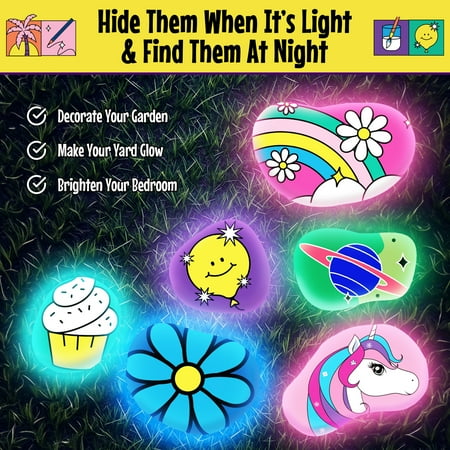 5-Minute Crafts Rock Painting Paint Kit Glow in the Dark Stone Coloring Arts and Crafts Kids Ages 6+