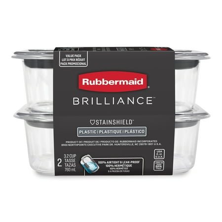Rubbermaid 3.2 Cup Brilliance Stain-Proof Food Storage Container, Set of 2