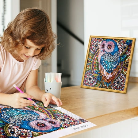 DIY Painting Kits for 4 5 6 7 8 Years Old Kids Adults, 5D Diamond Kits Full Drill Gift for Kids Women Friends Age 9 10 11 12 13, Paint by Numbers for Children Owl Gifts for 6-10 Years Old Girls Boys