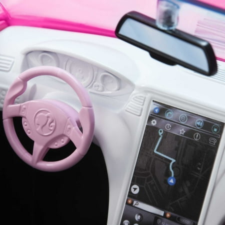 Barbie Convertible Toy Car, Bright Pink with Seatbelts and Rolling Wheels (Seats 2 Dolls), Toy for 3 Years and Up, One Size