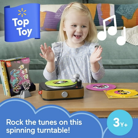 Fisher-Price Rockin? Record Player Musical Toy with Turntable & 5 Records for Toddler Pretend Play