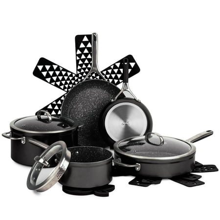 Thyme & Table Supreme 12-Piece Cookware Set Non-Stick - Black, Black