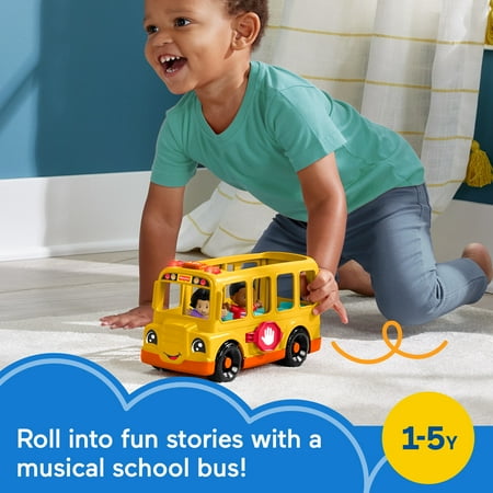 Fisher-Price Little People School Bus Musical Toddler Toy Vehicle with 2 Figures