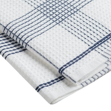 Better Homes & Gardens Washed Indigo Cotton Waffle-Weave Dual-Purpose Oversized Kitchen Towels 4 Pack
