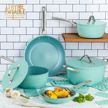 Thyme & Table Acadia 12 Piece Cookware Set Non-Stick - Blue, Blue