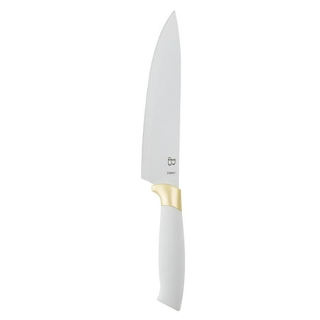 Beautiful 3-Piece Soft Grip Stainless Steel Chef Knife Set White and Gold by Drew Barrymore