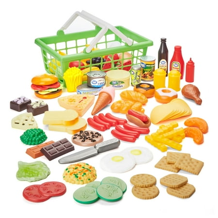 Kid Connection Play Food Basket, 100 Pieces, Toddler Toys