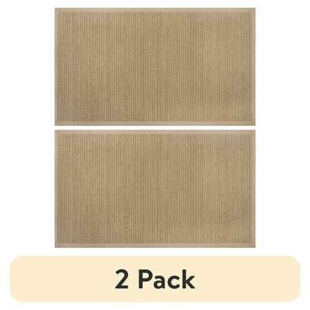 (2 pack) Better Homes & Gardens Brown Weave Indoor Kitchen Rug - 20" x 34" - 100% Polyester - Neutral