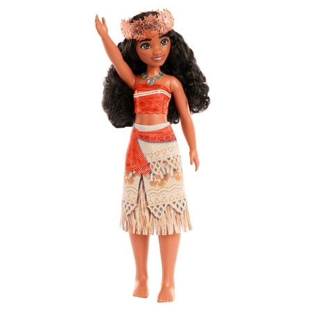 Disney Princess Moana 11 inch Fashion Doll with Brown Hair, Brown Eyes & Hair Accessory, Sparkling Look