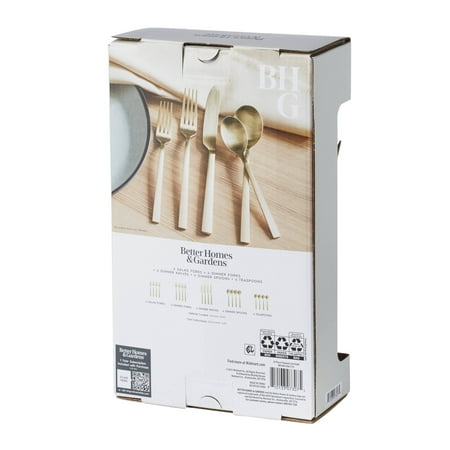Better Homes & Gardens River 20-Piece Gold Stainless Steel Flatware Set with Handles (Service for 4)