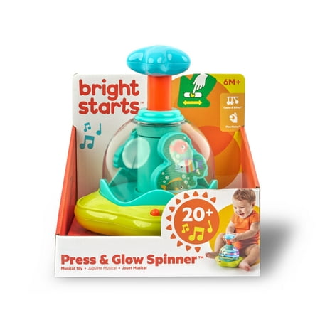 Bright Starts Press & Glow Spinner Baby Toy with Lights and Sounds, Ages 6 months +