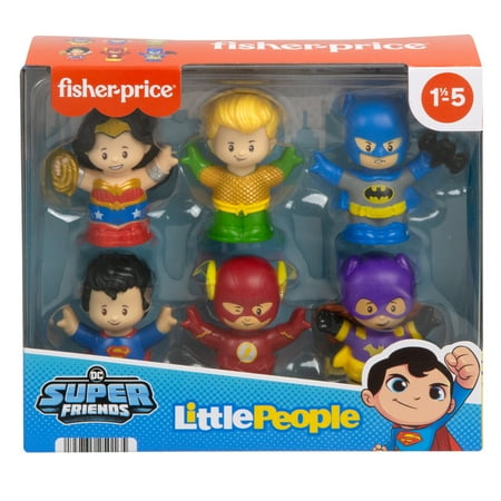 Fisher-Price Little People DC Super Friends Crime-Fighting Figure Pack, 6 Toddler Toys