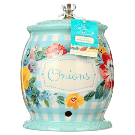 The Pioneer Woman Sweet Romance 7.4-inch Ceramic Onion Keeper with Lid