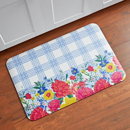The Pioneer Woman Bouquet Plaid Kitchen Comfort Floor Mat, Multicolor, 20"W x 30"L