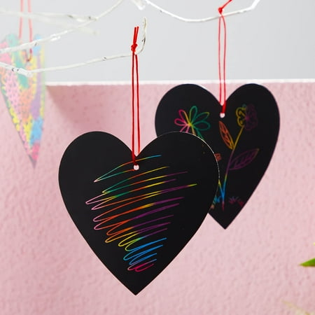 SYNCFUN 36 Packs Valentines Day Gifts for Kids, Classroom DIY Rainbow Scratch-Off Paper Cards for School Class Exchange Kids Valentines Crafts