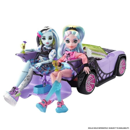 Monster High Ghoul Mobile Toy Car, Purple & Spiderweb Convertible with Pet, Seats 4 Dolls (Dolls Not Inluded)One Size,