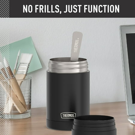 Thermos 16oz Insulated Food Jar with Folding Spoon, Matte Black