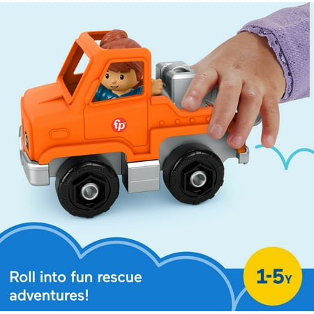 Fisher-Price Little People Help and Go Tow Truck & Figure Set for Toddlers, 2 Pieces