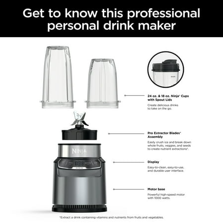 Ninja Nutri-Blender Pro with Auto IQ, 1000 Watts, Personal Blender, BN400