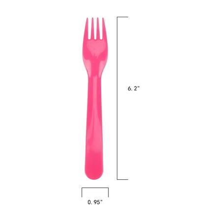 Your Zone Plastic Utensil Set, Pink, 4 Count Pack, Fork, Spoon, Knife, Container